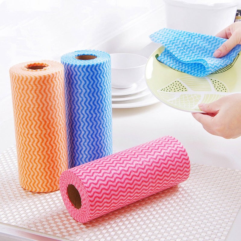 VANTIYAUS Disposable Cleaning Towel (2 Rolls /100pcs) Paper Towels Multipurpose Fabric OTP Nonwovens Non-Woven Kitchen Disposable Nonstick Wiping Rag House Cleaning Cloth Washcloth Towel - Image 5